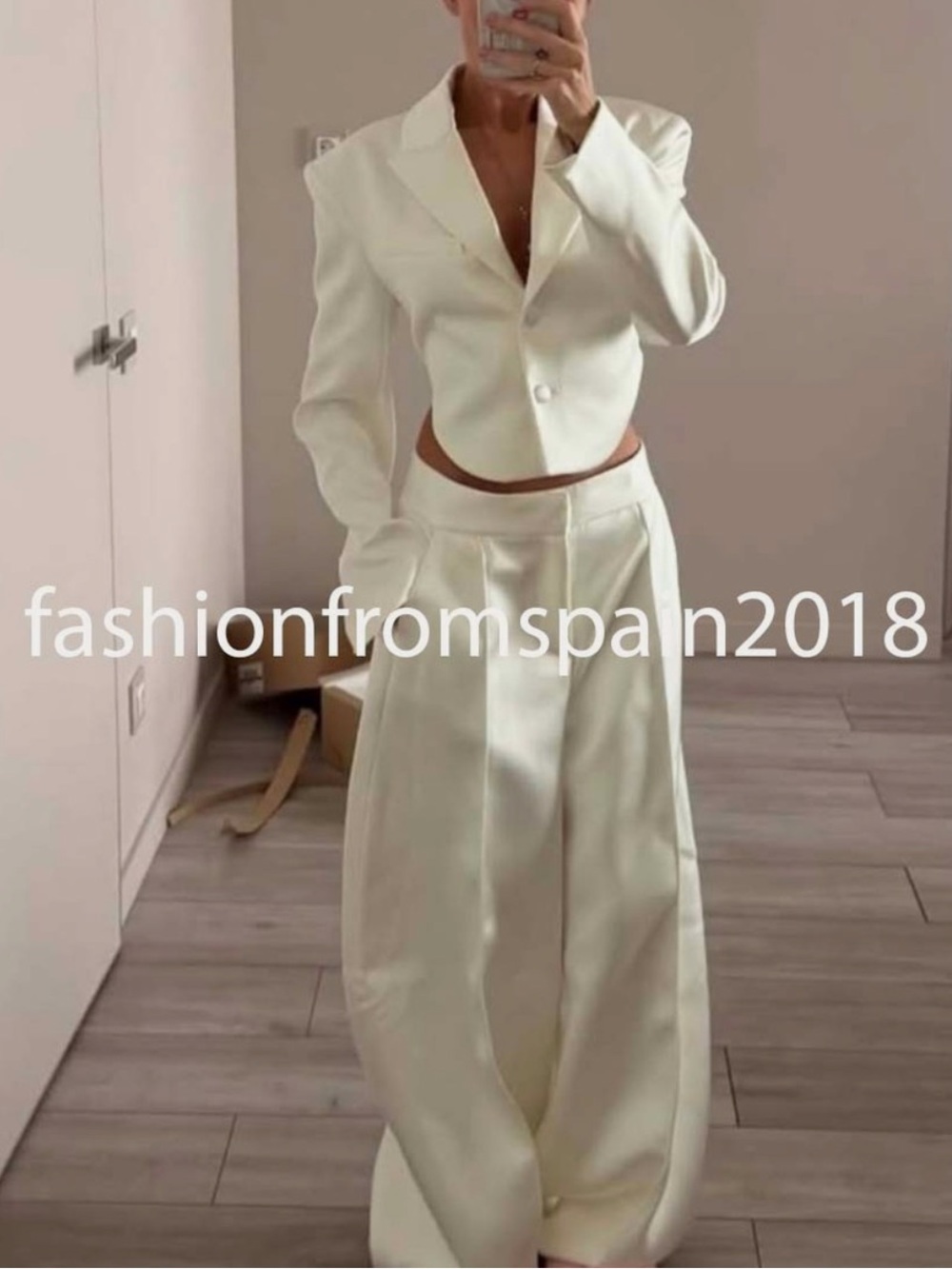 Zara Cream Wide-Leg Satin Trousers - Picture 5 of 8